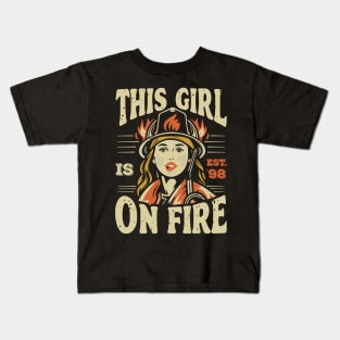 Fierce Firefighter Beauty Girl 98 Kids T-Shirt